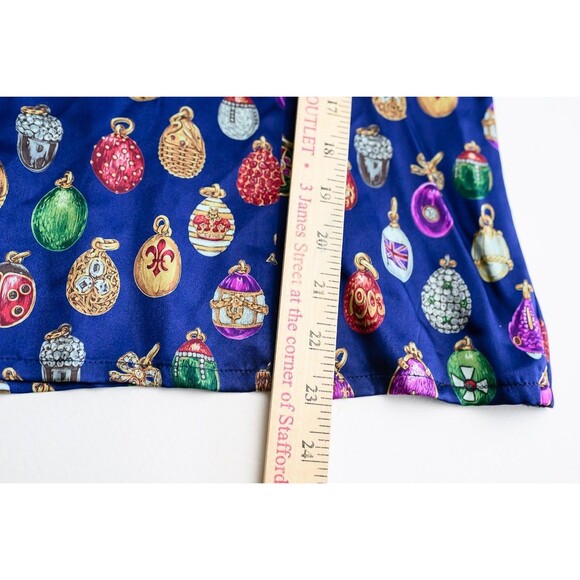 Carlisle Vintage blue ornament print blouse Silk Small - Picture 4 of 4